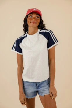 Stretchy Boxy Fit Baseball Tee - Contrast Striped Raglan Sleeve Top 13 Stretchy Boxy Fit Baseball Tee - Contrast Striped Raglan Sleeve Top -ROOLEE FASHION SHOP 7W4A2142