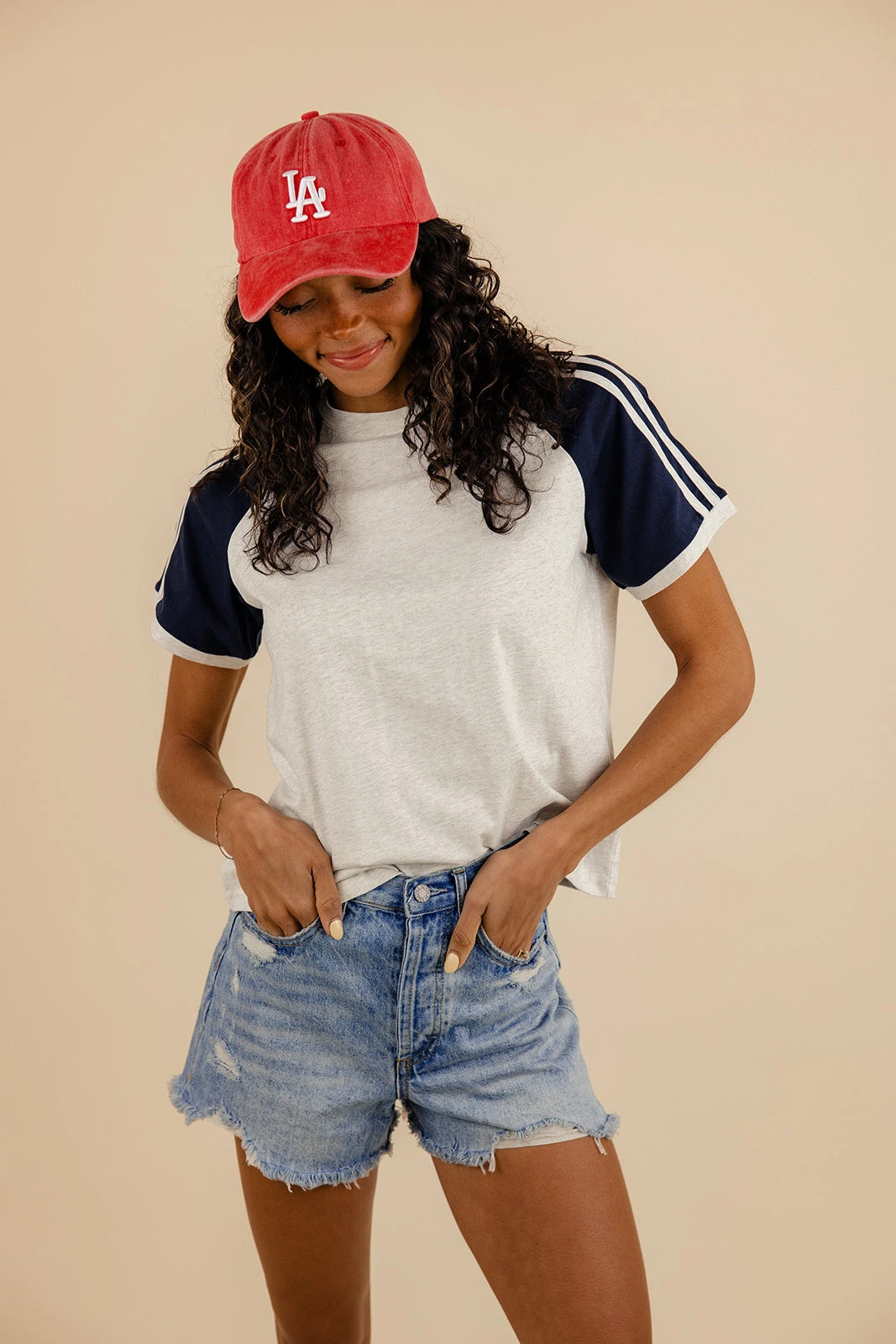 Stretchy Boxy Fit Baseball Tee - Contrast Striped Raglan Sleeve Top 5 Stretchy Boxy Fit Baseball Tee - Contrast Striped Raglan Sleeve Top - Image 3