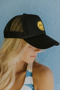 Smiley Face Trucker Hat - Retro Mesh Back Adjustable Snapback Cap -ROOLEE FASHION SHOP 7W4A2222 f01c043e a1a9 4dec ba97 11643027aca9