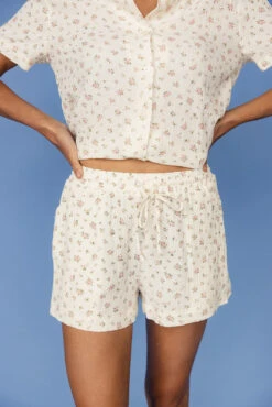 Floral Gauzy Tie Waist Shorts with Pockets