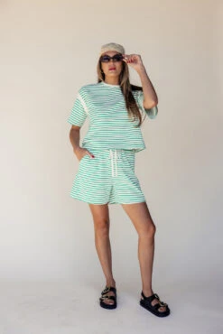Green and White Striped Drawstring Shorts - Relaxed Fit -ROOLEE FASHION SHOP 7W4A2373 aef1cbcb 8324 4004 ace4 8d3749c70f75