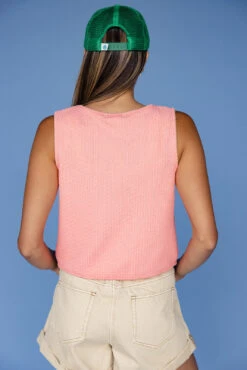 Textured Tie-Front Vest with Contrast Green Embroidery Layering Top -ROOLEE FASHION SHOP 7W4A2493