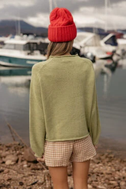 Whimsical Fish Graphic Knit Sweater - Olive Green Winter Pullover -ROOLEE FASHION SHOP 7W4A2563