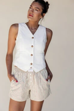 Striped Boxer Shorts for Women with Oversized Pockets -ROOLEE FASHION SHOP 7W4A2576