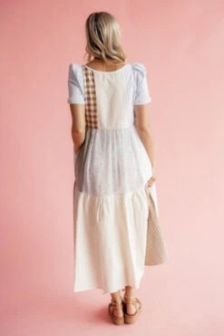 Patchwork Boho Midi Dress with Pockets - Vibrant Tika Style -ROOLEE FASHION SHOP 7W4A2678