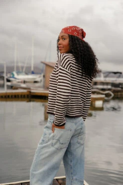 Boardwalk Striped Henley Sweater - Cozy Long Sleeve Knit Top -ROOLEE FASHION SHOP 7W4A2718 2914b9ad c2e8 47c5 8273 d1d2380309bf