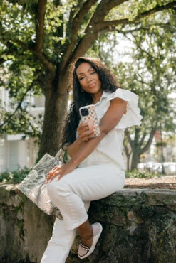 Coastal Check Vegan Leather Wallet Phone Case with Finger Strap & Kickstand -ROOLEE FASHION SHOP 7W4A2739 e31f71f3 deb1 471d 8c11 85a8005c4a6e