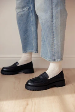 Hutch Lug Sole Loafers: Modern Preppy Platform Shoes -ROOLEE FASHION SHOP 7W4A2763