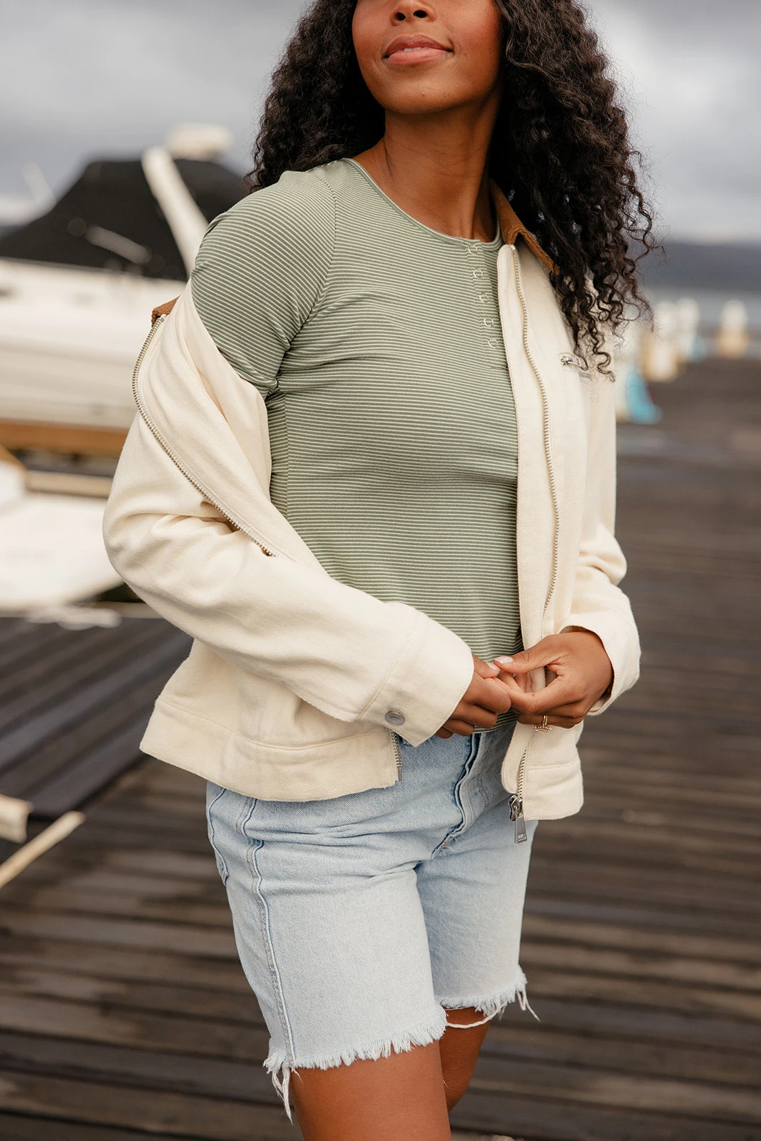 Women's Soft Ribbed Olive Henley Tee - Casual Boxy Fit Shirt 8 Women's Soft Ribbed Olive Henley Tee - Casual Boxy Fit Shirt - Image 6