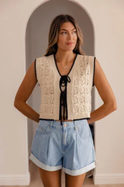 Boho Crochet Tie-Front Vest - Vintage Inspired Layering Top 16 Boho Crochet Tie-Front Vest - Vintage Inspired Layering Top -ROOLEE FASHION SHOP 7W4A2871