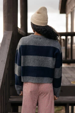 Oversized Striped Cardigan Sweater - Relaxed Fit Navy & Gray Knit 16 Oversized Striped Cardigan Sweater - Relaxed Fit Navy & Gray Knit -ROOLEE FASHION SHOP 7W4A3044