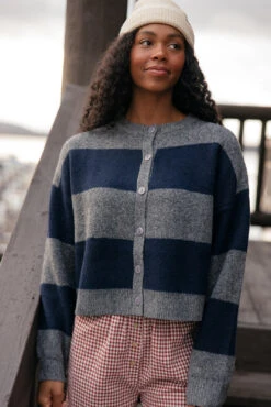 Oversized Striped Cardigan Sweater - Relaxed Fit Navy & Gray Knit 14 Oversized Striped Cardigan Sweater - Relaxed Fit Navy & Gray Knit -ROOLEE FASHION SHOP 7W4A3049