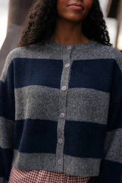 Oversized Striped Cardigan Sweater - Relaxed Fit Navy & Gray Knit 15 Oversized Striped Cardigan Sweater - Relaxed Fit Navy & Gray Knit -ROOLEE FASHION SHOP 7W4A3051