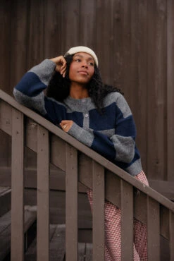 Oversized Striped Cardigan Sweater - Relaxed Fit Navy & Gray Knit 13 Oversized Striped Cardigan Sweater - Relaxed Fit Navy & Gray Knit -ROOLEE FASHION SHOP 7W4A3065