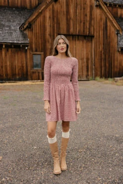 Dustland Dreams Gingham Smocked Dress with Long Sleeves -ROOLEE FASHION SHOP 7W4A3167