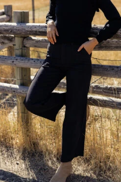 Skyler High Rise Wide Leg Pants with Raw Edge Hem