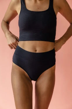 Black Flat Rib Mid Rise Bottom 12 Black Flat Rib Mid Rise Bottom -ROOLEE FASHION SHOP 7W4A3339