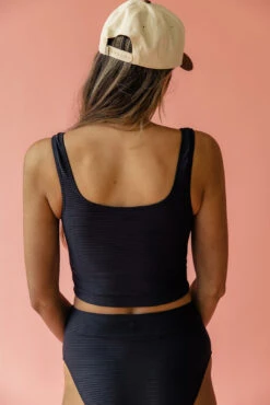 Black Ribbed Midkini Top - Supportive Sustainable Swimwear -ROOLEE FASHION SHOP 7W4A3342 b9600f5e 9c12 4cfe 8d93 944caad4f55f