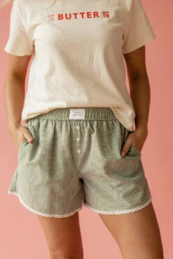 Gingham Loungewear Boxer Shorts with Pockets - Comfortable Sleep Shorts