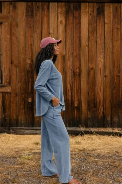 Terry Lined Wide Leg Relaxed Lounge Pants with Drawstring -ROOLEE FASHION SHOP 7W4A3718 1