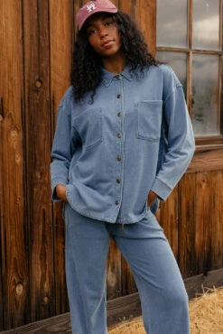 Riverside Terry-Lined Button Down Shirt Jacket -ROOLEE FASHION SHOP 7W4A3785