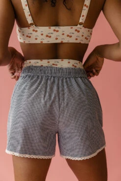 Gingham Loungewear Boxer Shorts with Pockets - Comfortable Sleep Shorts -ROOLEE FASHION SHOP 7W4A3873