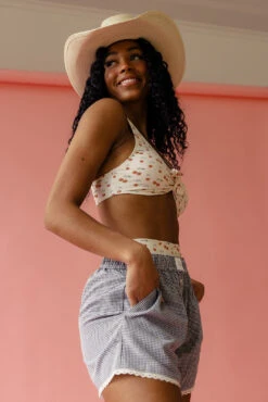 Ribbed Tie-Front Bikini Top - Margot Cherry Print Sun Protection 16 Ribbed Tie-Front Bikini Top - Margot Cherry Print Sun Protection -ROOLEE FASHION SHOP 7W4A3890