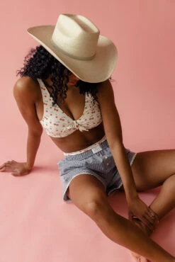 Ribbed Tie-Front Bikini Top - Margot Cherry Print Sun Protection 17 Ribbed Tie-Front Bikini Top - Margot Cherry Print Sun Protection -ROOLEE FASHION SHOP 7W4A3932