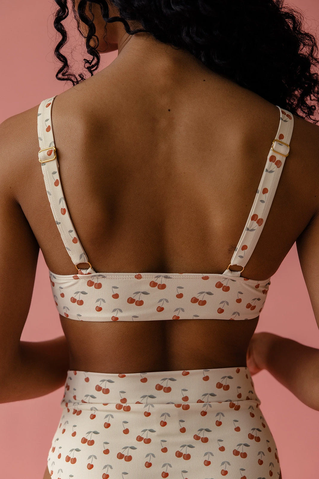 Ribbed Tie-Front Bikini Top - Margot Cherry Print Sun Protection 6 Ribbed Tie-Front Bikini Top - Margot Cherry Print Sun Protection - Image 4