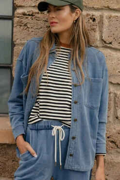 Riverside Terry-Lined Button Down Shirt Jacket -ROOLEE FASHION SHOP 7W4A3973