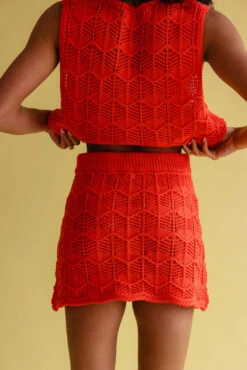 Retro Geometric Knit Mini Skirt with Scalloped Hem and Pockets -ROOLEE FASHION SHOP 7W4A4147 websize