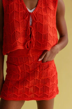 Retro Geometric Knit Mini Skirt with Scalloped Hem and Pockets -ROOLEE FASHION SHOP 7W4A4155 websize