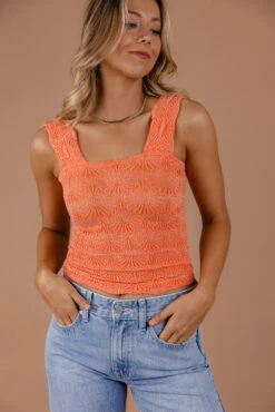 Free People Love Letter Cami - Textured Square Neck Top -ROOLEE FASHION SHOP 7W4A4180
