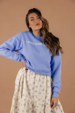 I Need A Diet Coke Sweatshirt: Cozy Fleece-Lined Graphic Pullover -ROOLEE FASHION SHOP 7W4A4446
