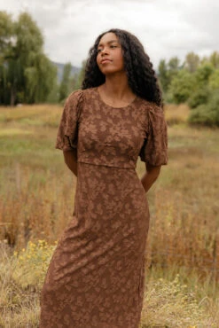 Pressed Petals Floral Embossed Dress -ROOLEE FASHION SHOP 7W4A4521