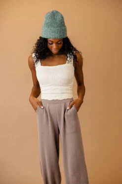 Free People Love Letter Cami - Textured Square Neck Top -ROOLEE FASHION SHOP 7W4A4539