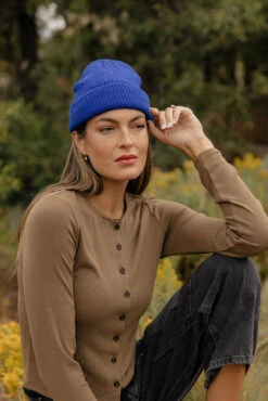 Harbor Mist Fisherman Beanie - Royal Blue Snug Fit Winter Hat -ROOLEE FASHION SHOP 7W4A4631
