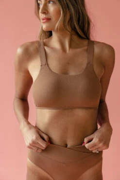 Ribbed Supportive Bikini Top - Adjustable Strap Swimwear -ROOLEE FASHION SHOP 7W4A4647