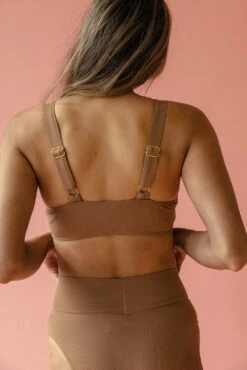 Ribbed Supportive Bikini Top - Adjustable Strap Swimwear -ROOLEE FASHION SHOP 7W4A4653