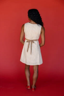 Summer Gingham Tank Dress - Flattering Sleeveless Tie Detail Dress -ROOLEE FASHION SHOP 7W4A4752