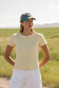 Summer Ribbed Button Blouse with Scalloped Hem -ROOLEE FASHION SHOP 7W4A4846
