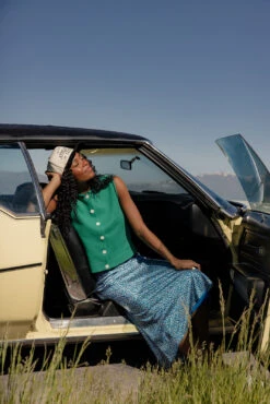 Blue Floral Silk Midi Skirt with Elastic Waistband 10 Blue Floral Silk Midi Skirt with Elastic Waistband -ROOLEE FASHION SHOP 7W4A4933 3f9032dd ecc5 49d7 8afa 29e8b8499cdb