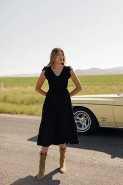 Smocked Flutter Sleeve Dress - High-Comfort Summer Bodice Dress -ROOLEE FASHION SHOP 7W4A4988 4177e8af b2ea 421b a713 b3145241e8ea