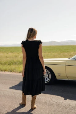 Smocked Flutter Sleeve Dress - High-Comfort Summer Bodice Dress -ROOLEE FASHION SHOP 7W4A4992 db51dce9 049c 4d2e 8b41 c3957293348a