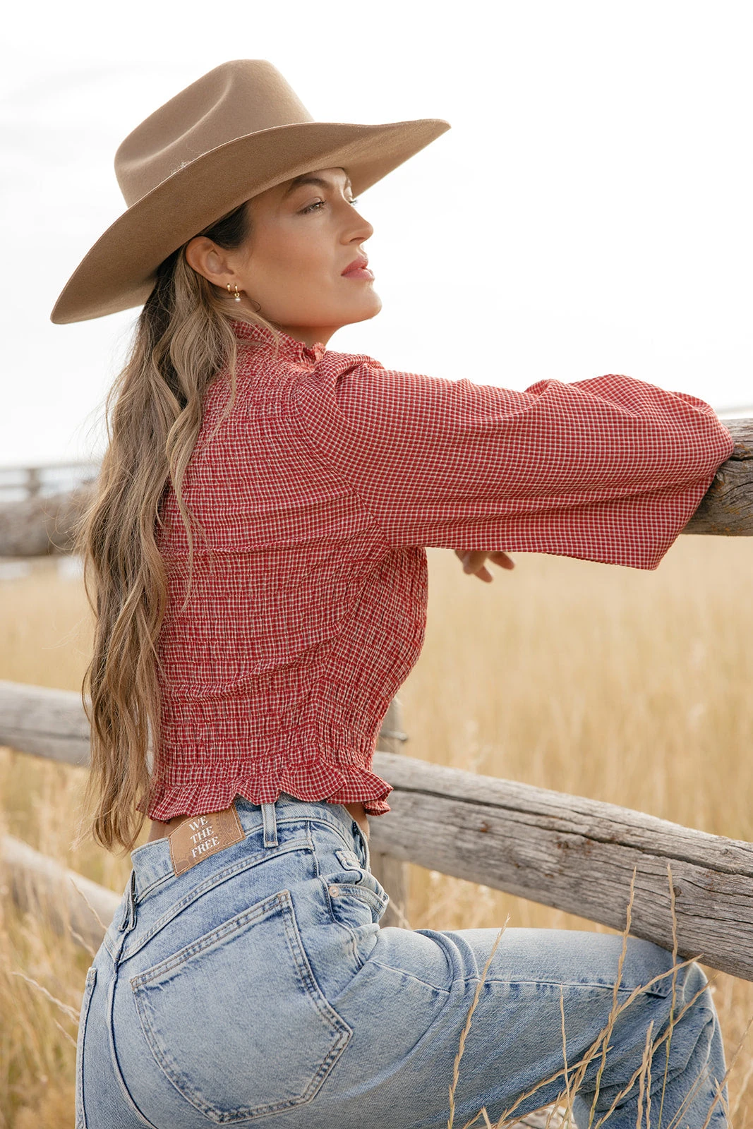 Red Smocked Long Sleeve Blouse with Puff Sleeves - Prairie Style Top 9 Red Smocked Long Sleeve Blouse with Puff Sleeves - Prairie Style Top - Image 7