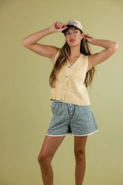 Festive Gingham Christmas Pajama Shorts for Women with Lace Trim -ROOLEE FASHION SHOP 7W4A5110