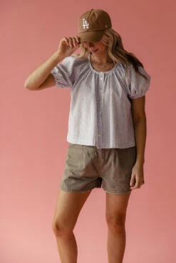 Floral and Gingham Mixed Print Button Down Blouse with Puff Sleeves 19 Floral and Gingham Mixed Print Button Down Blouse with Puff Sleeves -ROOLEE FASHION SHOP 7W4A5130