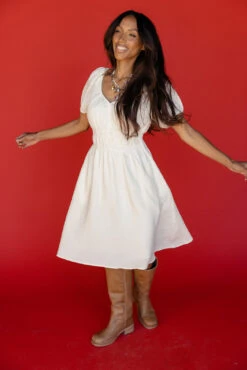 White Puff Sleeve Smocked Waist Dress - Feminine Knee-Length Fit 16 White Puff Sleeve Smocked Waist Dress - Feminine Knee-Length Fit -ROOLEE FASHION SHOP 7W4A5130 a01bc3b8 1d8a 4fe1 8504 02126334b67e