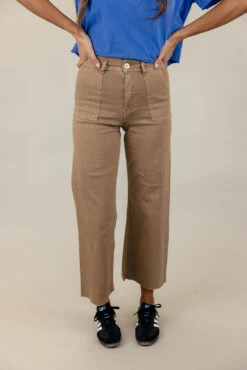 Skyler High Rise Wide Leg Pants with Raw Edge Hem -ROOLEE FASHION SHOP 7W4A5135