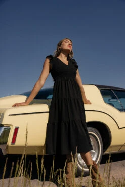 Smocked Flutter Sleeve Dress - High-Comfort Summer Bodice Dress